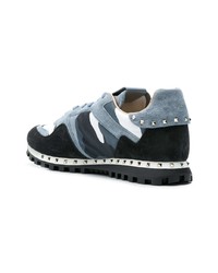 dunkelblaue Camouflage niedrige Sneakers von Valentino