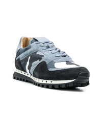 dunkelblaue Camouflage niedrige Sneakers von Valentino