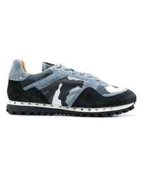 dunkelblaue Camouflage niedrige Sneakers von Valentino