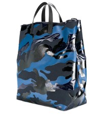 dunkelblaue Camouflage Shopper Tasche aus Leder von Valentino