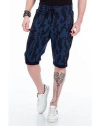 dunkelblaue Camouflage Shorts von Cipo & Baxx