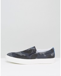 dunkelblaue Camouflage Slip-On Sneakers von Armani Jeans