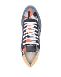 dunkelblaue Camouflage Wildleder niedrige Sneakers von Philippe Model Paris