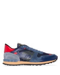 dunkelblaue Camouflage Wildleder Sportschuhe