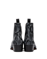 dunkelblaue Chelsea Boots aus Leder mit Schlangenmuster von Giuseppe Zanotti