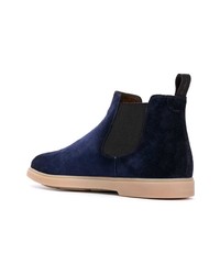 dunkelblaue Chelsea Boots aus Wildleder von Santoni