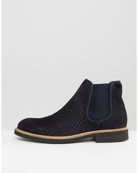 dunkelblaue Chelsea Boots aus Wildleder von Selected