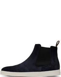 dunkelblaue Chelsea Boots aus Wildleder von Santoni