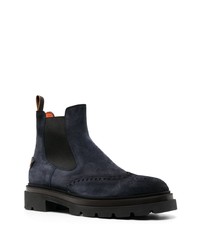 dunkelblaue Chelsea Boots aus Wildleder von Santoni