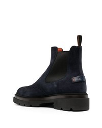 dunkelblaue Chelsea Boots aus Wildleder von Santoni