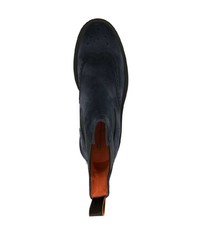 dunkelblaue Chelsea Boots aus Wildleder von Santoni