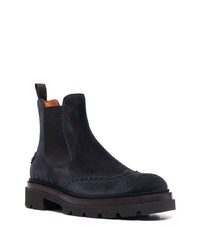 dunkelblaue Chelsea Boots aus Wildleder von Santoni