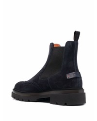 dunkelblaue Chelsea Boots aus Wildleder von Santoni