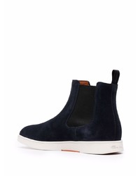 dunkelblaue Chelsea Boots aus Wildleder von Santoni