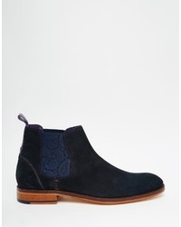 dunkelblaue Chelsea Boots aus Wildleder von Ted Baker