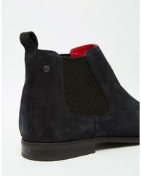 dunkelblaue Chelsea Boots aus Wildleder von Base London