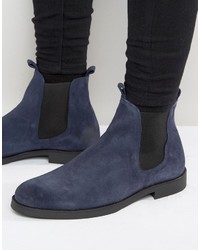 dunkelblaue Chelsea Boots aus Wildleder von Zign Shoes