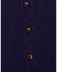 dunkelblaue Strickjacke mit einem Schalkragen mit Chevron-Muster von Asos