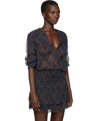 dunkelblaue Chiffon Bluse von Etoile Isabel Marant