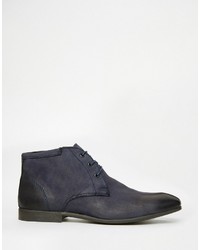 dunkelblaue Chukka-Stiefel aus Leder von Asos