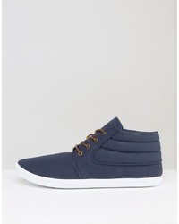 dunkelblaue Chukka-Stiefel aus Segeltuch von Asos