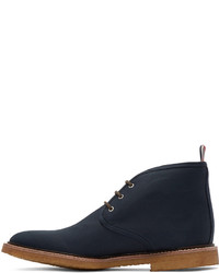 dunkelblaue Chukka-Stiefel aus Segeltuch von Thom Browne