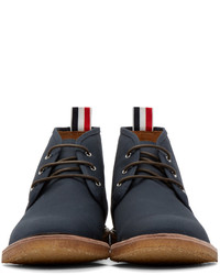 dunkelblaue Chukka-Stiefel aus Segeltuch von Thom Browne