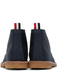 dunkelblaue Chukka-Stiefel aus Segeltuch von Thom Browne