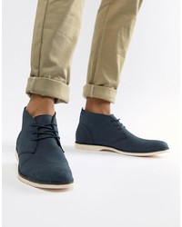 dunkelblaue Chukka-Stiefel aus Wildleder von New Look