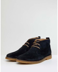 dunkelblaue Chukka-Stiefel aus Wildleder von Base London