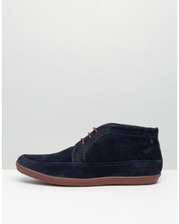 dunkelblaue Chukka-Stiefel aus Wildleder von Base London