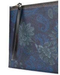 dunkelblaue Clutch Handtasche mit Paisley-Muster von Etro