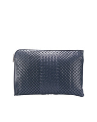 dunkelblaue Clutch Handtasche von Bottega Veneta