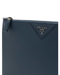 dunkelblaue Clutch Handtasche von Prada