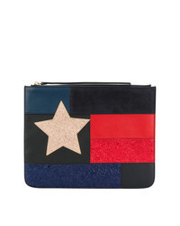 dunkelblaue Clutch mit Flicken