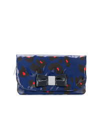 dunkelblaue Clutch mit Leopardenmuster