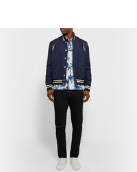 dunkelblaue Collegejacke von Saint Laurent