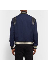 dunkelblaue Collegejacke von Saint Laurent