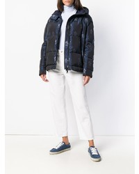 dunkelblaue Daunenjacke von Moncler