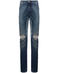 dunkelblaue enge Jeans mit Destroyed-Effekten von Alchemist