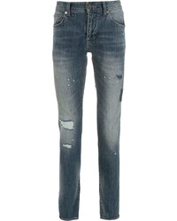 dunkelblaue enge Jeans mit Destroyed-Effekten von Armani Exchange