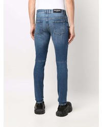 dunkelblaue enge Jeans mit Destroyed-Effekten von Balmain