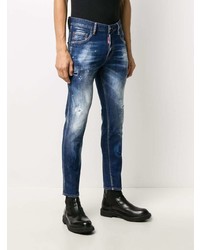 dunkelblaue enge Jeans mit Destroyed-Effekten von DSQUARED2