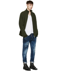 dunkelblaue enge Jeans mit Destroyed-Effekten von DSQUARED2