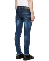 dunkelblaue enge Jeans mit Destroyed-Effekten von DSQUARED2