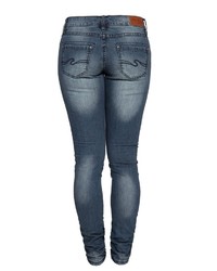 dunkelblaue enge Jeans mit Destroyed-Effekten von BLUE MONKEY