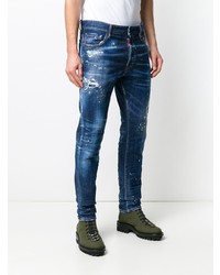 dunkelblaue enge Jeans mit Destroyed-Effekten von DSQUARED2