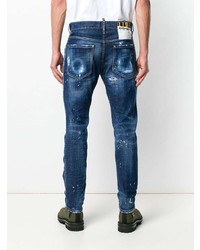 dunkelblaue enge Jeans mit Destroyed-Effekten von DSQUARED2