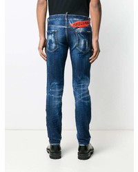 dunkelblaue enge Jeans mit Destroyed-Effekten von DSQUARED2