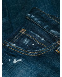 dunkelblaue enge Jeans mit Destroyed-Effekten von Dsquared2